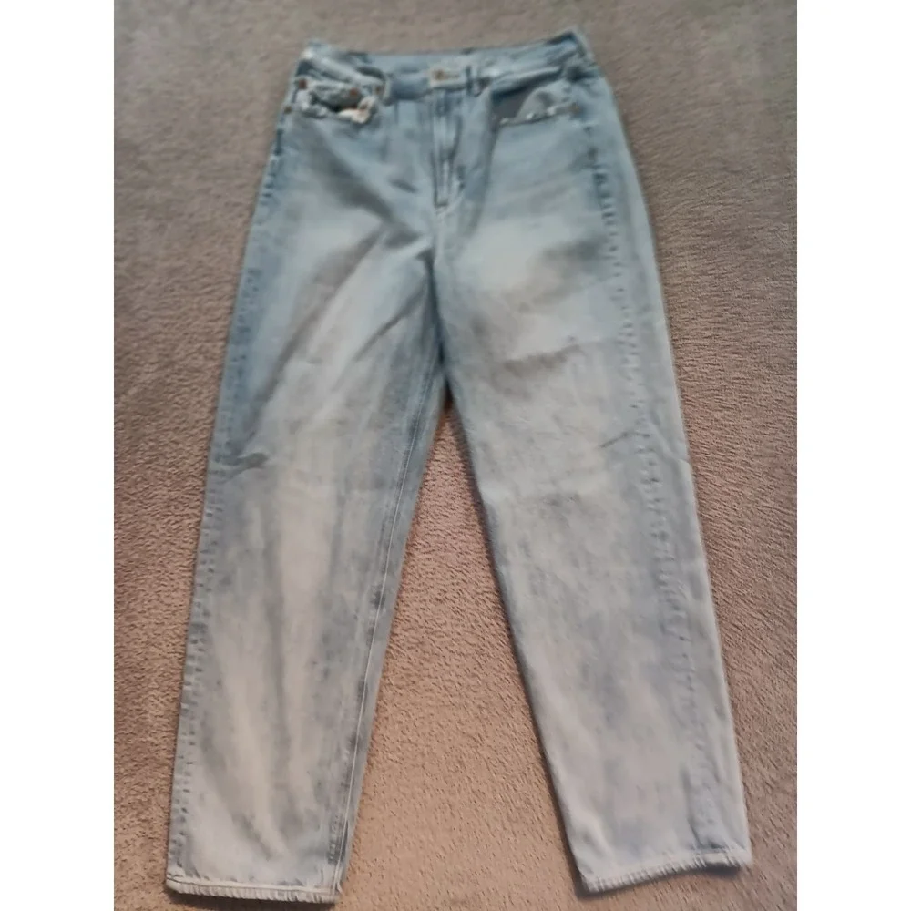 American Eagle Baggy Jeans 12 Regular Distressed Light Wash‎ Denim Pants